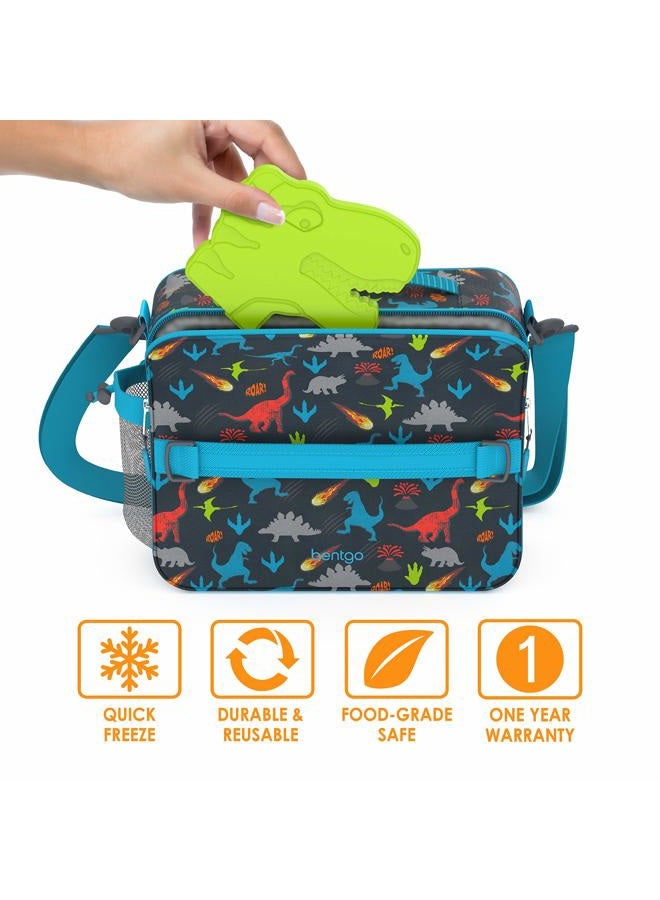 Bentgo Buddies Reusable Ice Packs - Slim Ice Packs for Lunch Boxes, Lunch Bags and Coolers - Multicolored 4 Pack (Dinosaur) - Image 3